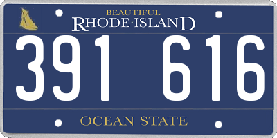 RI license plate 391616