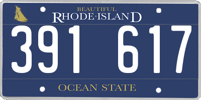 RI license plate 391617