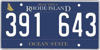 RI license plate 391643