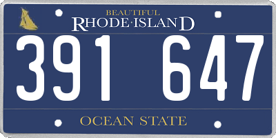 RI license plate 391647