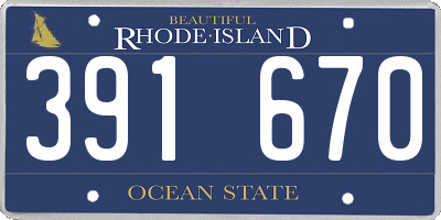 RI license plate 391670