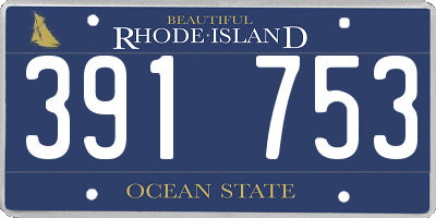 RI license plate 391753