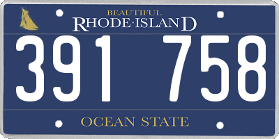 RI license plate 391758