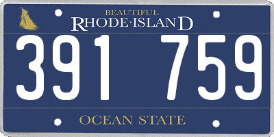 RI license plate 391759