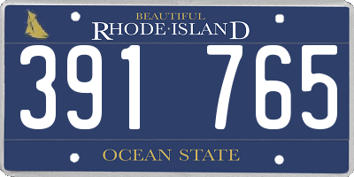 RI license plate 391765