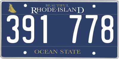 RI license plate 391778