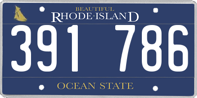 RI license plate 391786