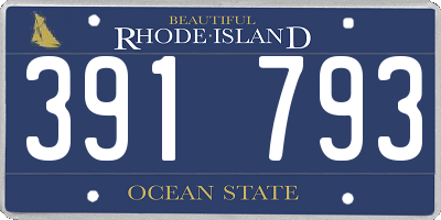 RI license plate 391793