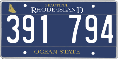 RI license plate 391794