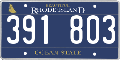 RI license plate 391803