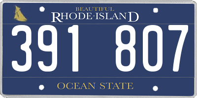 RI license plate 391807