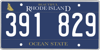 RI license plate 391829