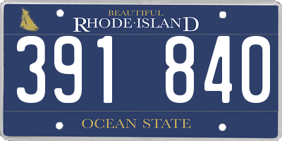 RI license plate 391840