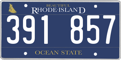 RI license plate 391857