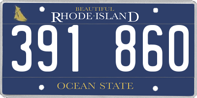 RI license plate 391860