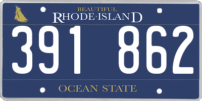 RI license plate 391862