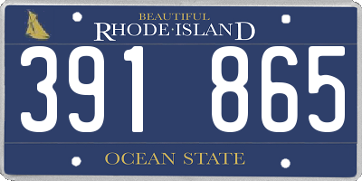 RI license plate 391865