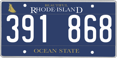 RI license plate 391868