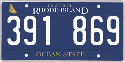 RI license plate 391869