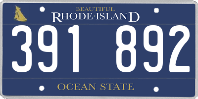 RI license plate 391892