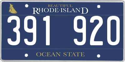 RI license plate 391920