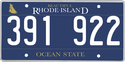 RI license plate 391922