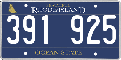 RI license plate 391925