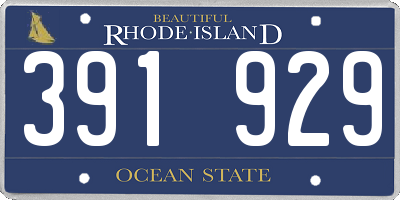 RI license plate 391929