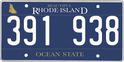 RI license plate 391938