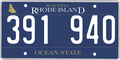 RI license plate 391940