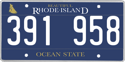 RI license plate 391958