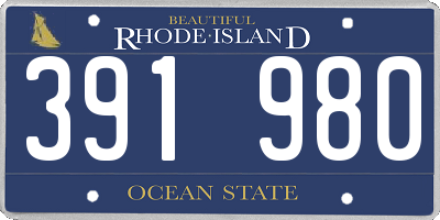 RI license plate 391980