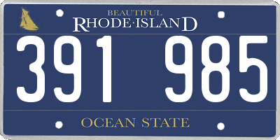 RI license plate 391985