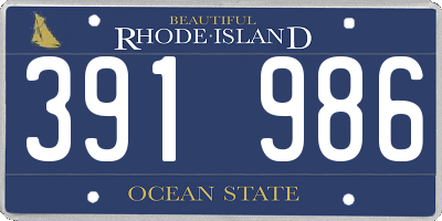 RI license plate 391986