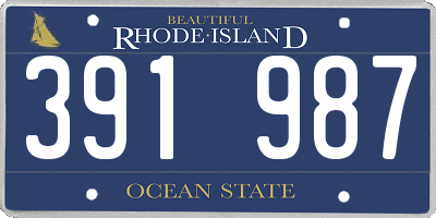 RI license plate 391987