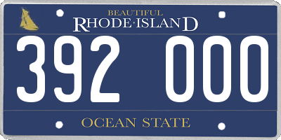 RI license plate 392000