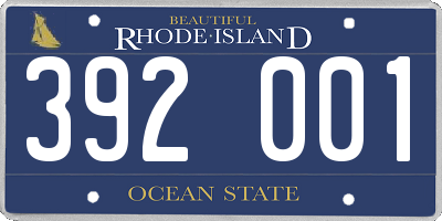 RI license plate 392001