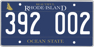 RI license plate 392002