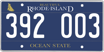 RI license plate 392003