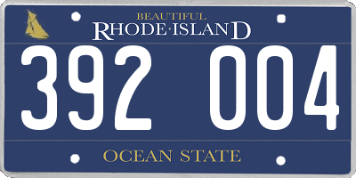 RI license plate 392004