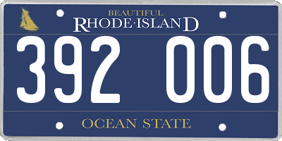 RI license plate 392006