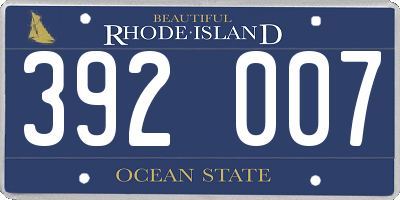 RI license plate 392007