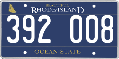 RI license plate 392008