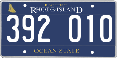 RI license plate 392010