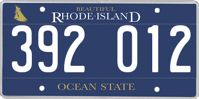 RI license plate 392012