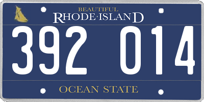 RI license plate 392014