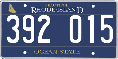 RI license plate 392015