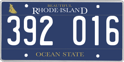 RI license plate 392016