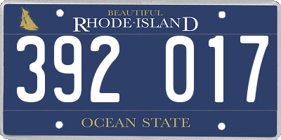 RI license plate 392017
