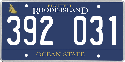 RI license plate 392031